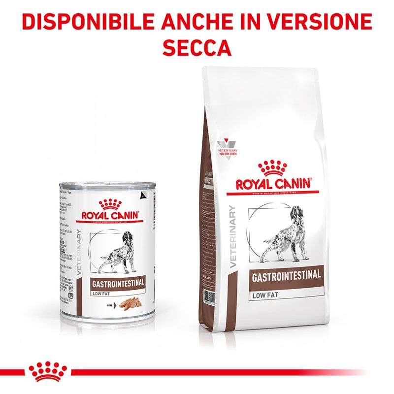 Royal Canin Gastrointestinal disponibile in versione umida e secca per cani con disturbi gastrointestinali Royal Canin Gastrointestinal disponibile in versione umida e secca per cani con disturbi gastrointestinali